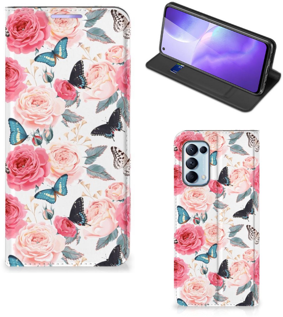 OPPO Find X3 Lite Smart Cover Butterfly Roses