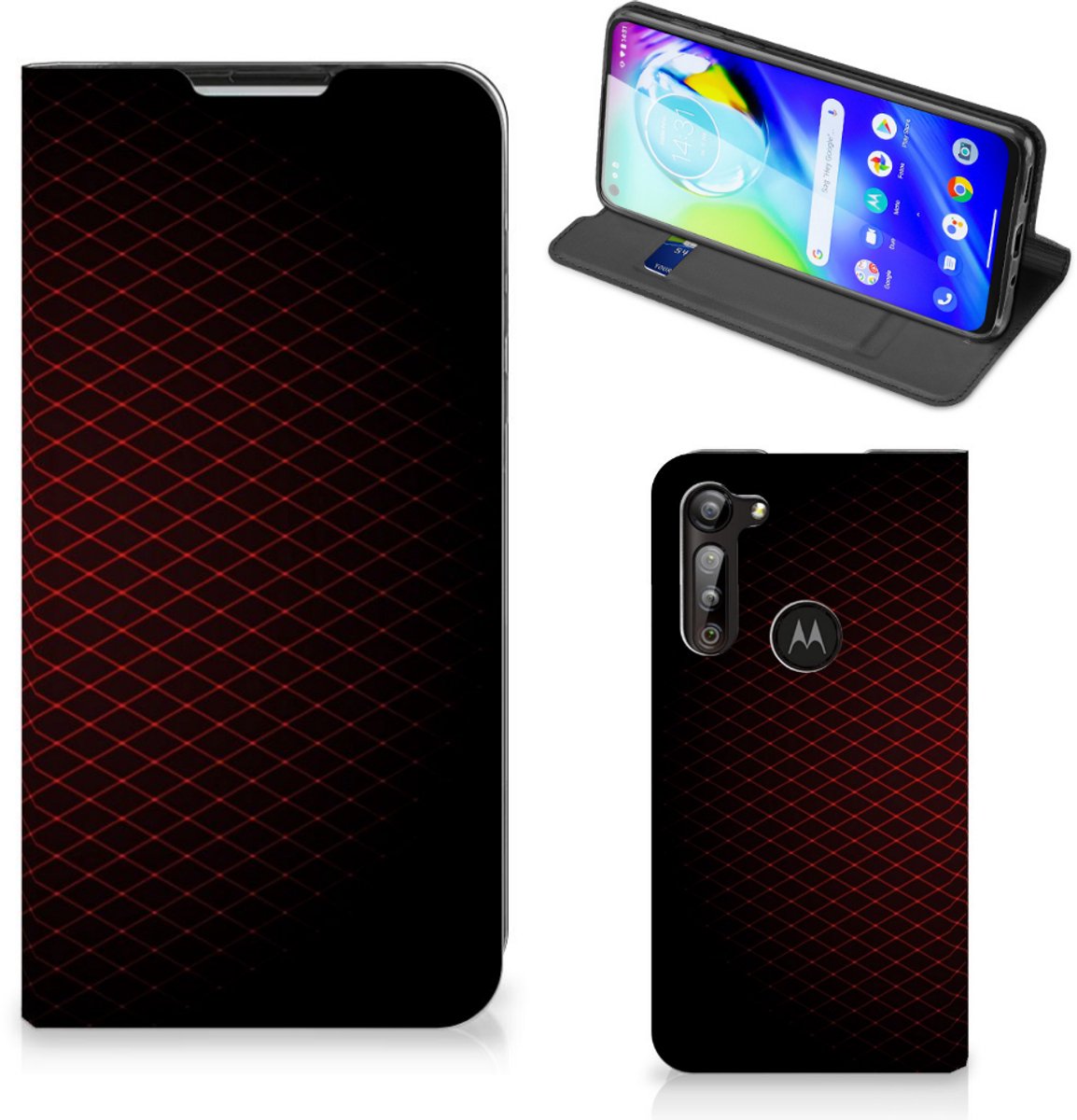 Motorola Moto G8 Power Hoesje met Magneet Geruit Rood