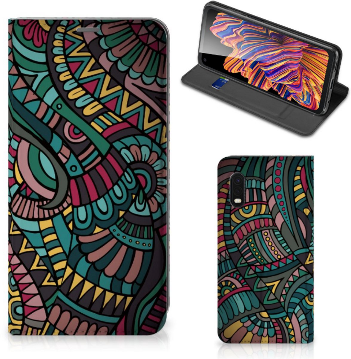 Standcase Hoesje voor Samsung Xcover Pro Hoesje met Magneet Aztec