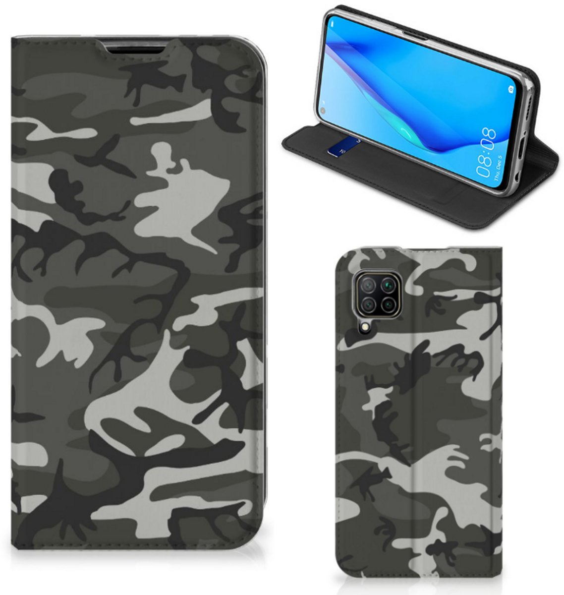 Huawei P40 Lite Hoesje met Magneet Army Light