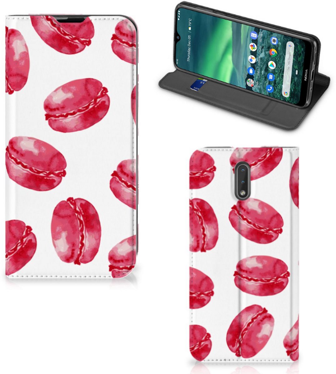 Standcase Hoesje voor Nokia 2.3 Flip Style Cover Pink Macarons