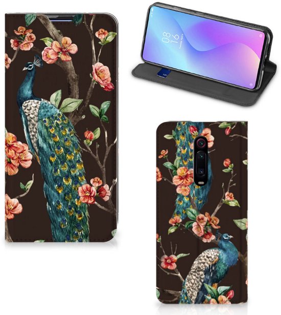 L' étui Xiaomi Redmi K20 Pro fait du paon avec des Fleurs