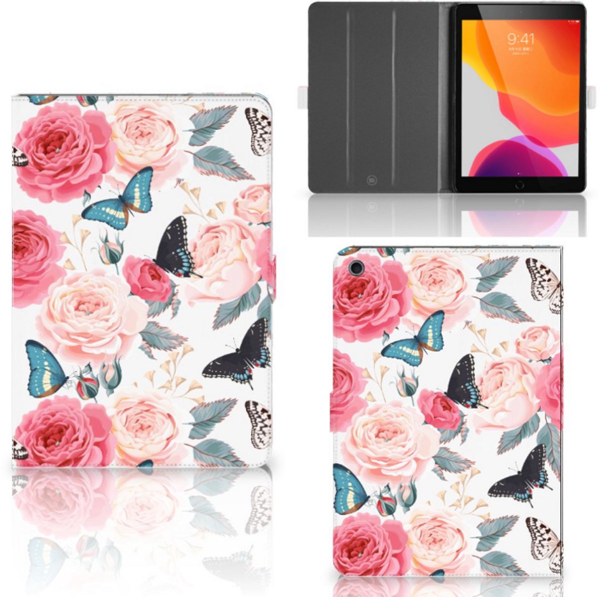 iPad 10.2 2019 | iPad 10.2 2020 | 10.2 2021 Tablet Cover Butterfly Roses