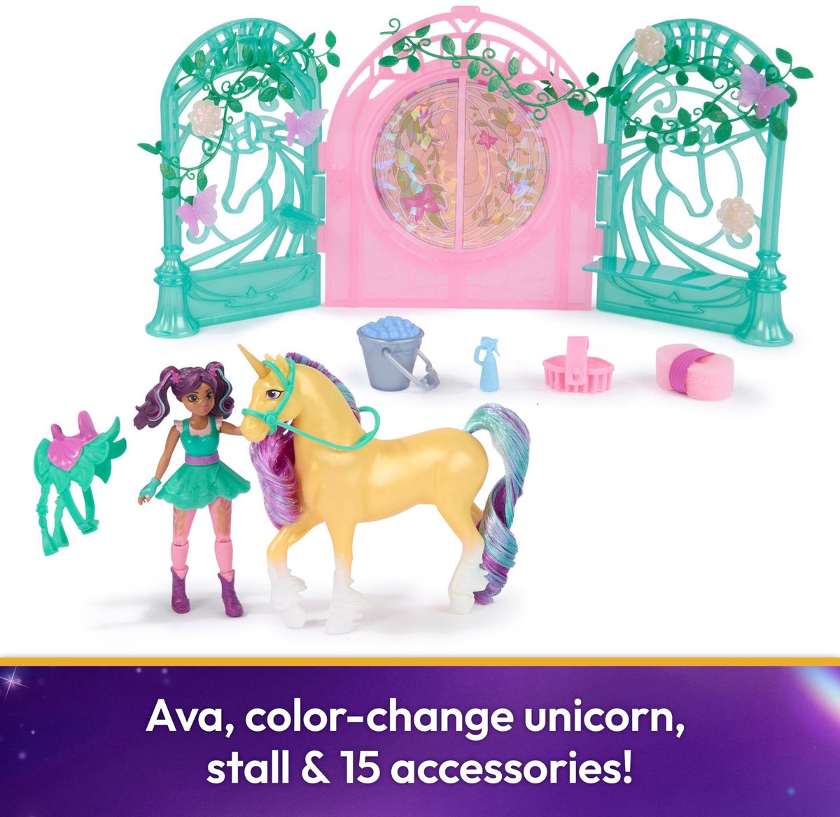 Unicorn Academy Ava & Leaf Stall - Magische speelset — afbeelding 11