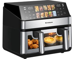 Sinaopus XXL Airfryer 8L – Met Dubbele Mand – 10 Kookprogramma’s – Onafhankelijke Snelle Opwarming – Geschikt voor Gezinnen – Kijkvenster – Eenvoudig te Reinigen – Capaciteit voor 4 tot 5 Personen