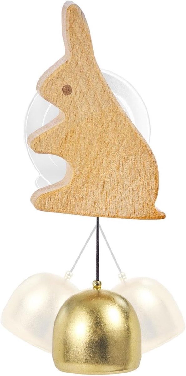 Houten Deurbel - Windgong Zuignap - Huis Verwelkomen - Zonder Boren - 12x7x6 cm - Houtkleur