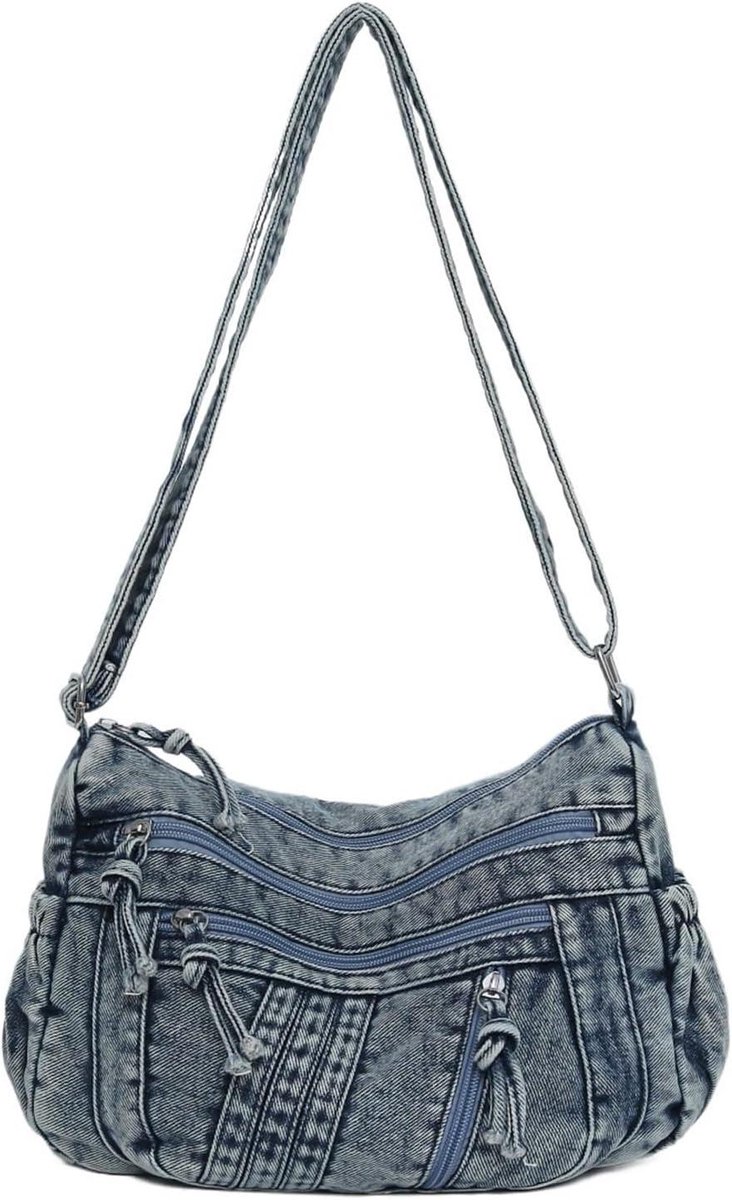 Denim Tas - Crossbody Tas - Dagelijks Gebruik - Grote Capaciteit - 29 x 20 x 11 cm - Blauw