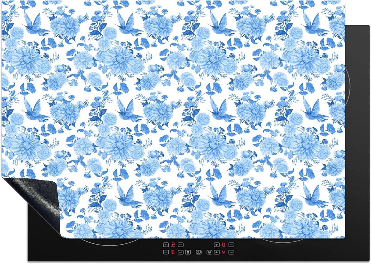 Inductiebeschermer Kookplaat mat Keuken verfraaien Krasvrije kookplaat 75x52 cm Blauw patroon