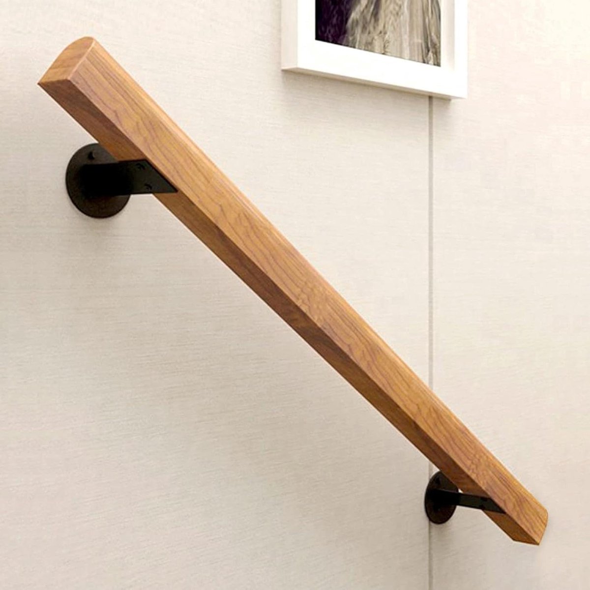 Houten Trapleuning - Muurbevestiging Leuning - Veiligheid Trap - Antislip Comfort Grip - Tot 6 Meter - Wit