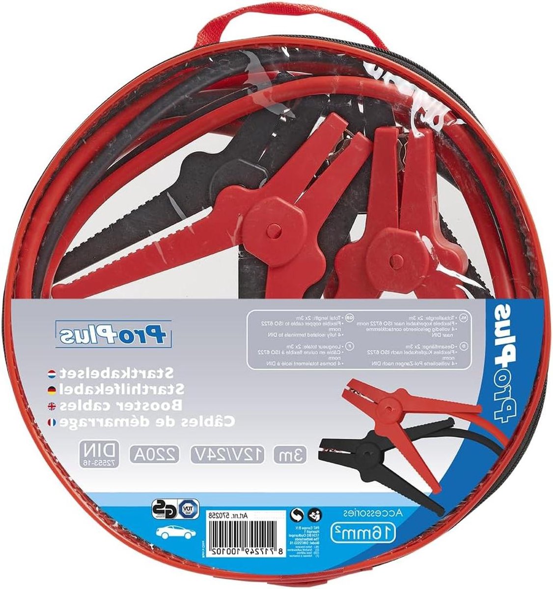 Startkabels - Accukabels - Auto Starten - TÜV/GS Goedgekeurd - 16mm - Zwart