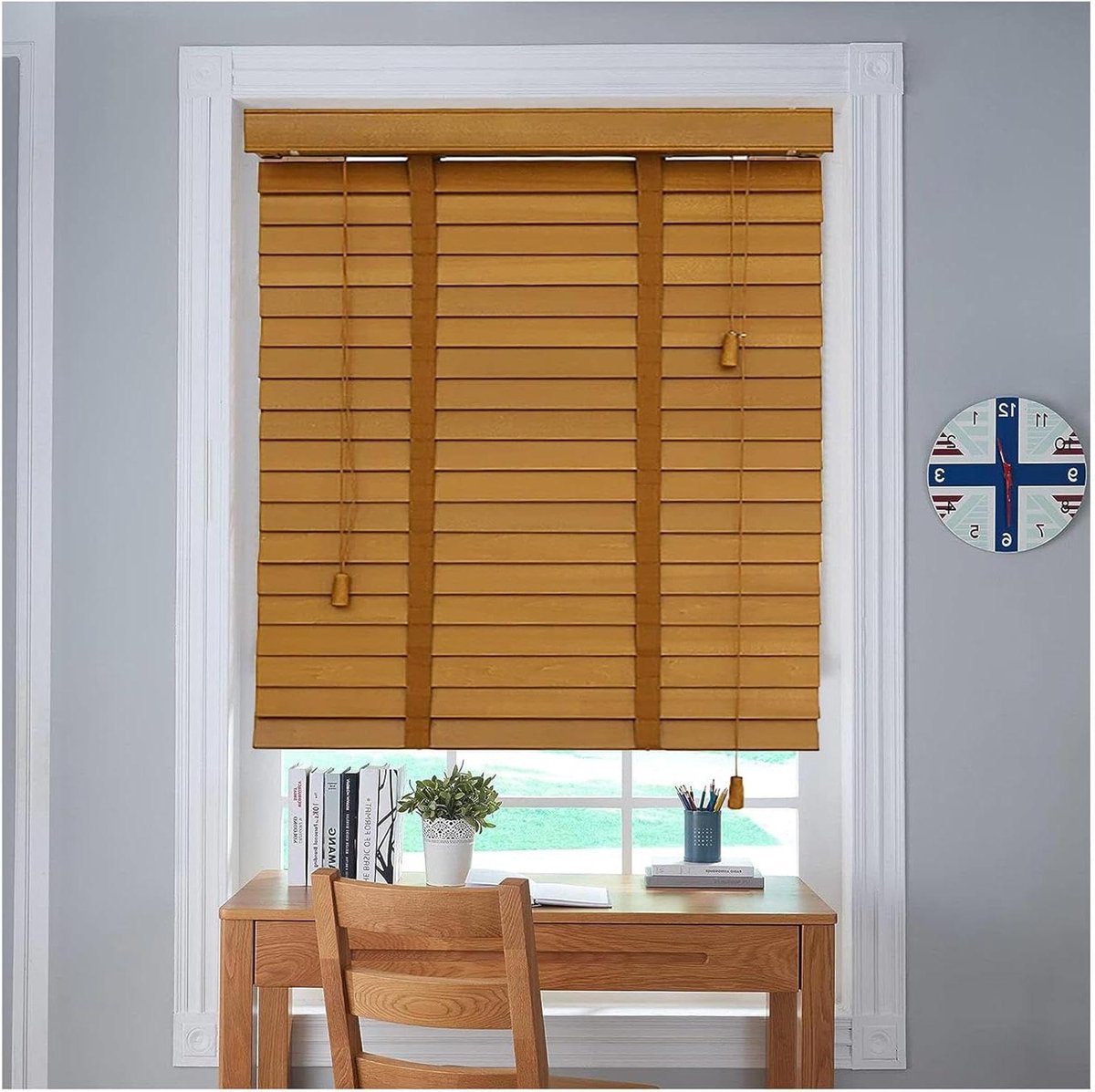 Houten Jaloezieën - Raambekleding Hout - Privacy Creëren - Duurzaam Massief Hout - 125x175