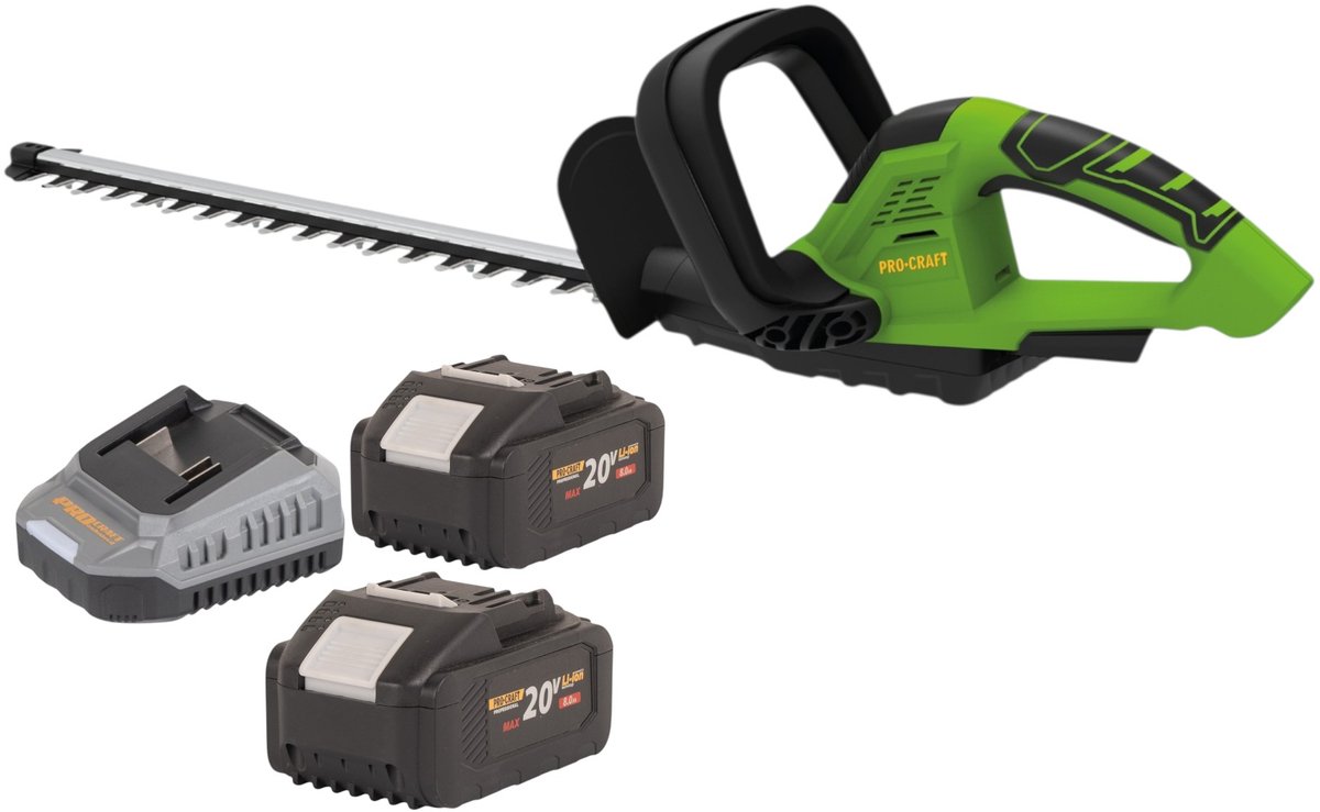 Procraft PZA24bb accu-heggenschaar 20 V 510 mm borstelloos + 2x accu 8,0 Ah + oplader