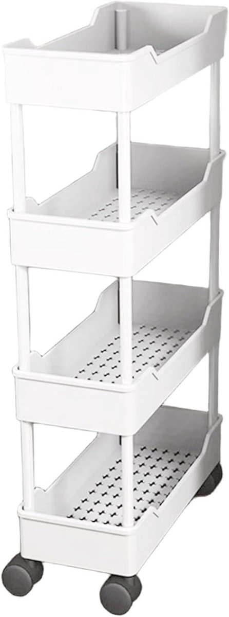 Rolkar - Opbergwagen - Ruimtebesparend opbergen - Ultradun profiel - 40x20x88cm - Wit