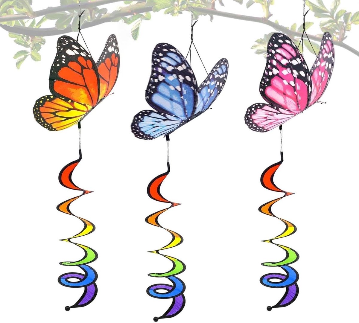 Windspinners Tuindecoratie - Draaiende Decoratie - Buitenruimte Verfraaien - Weerbestendig Nylon Materiaal - 102 cm Hoog - Kleurrijk