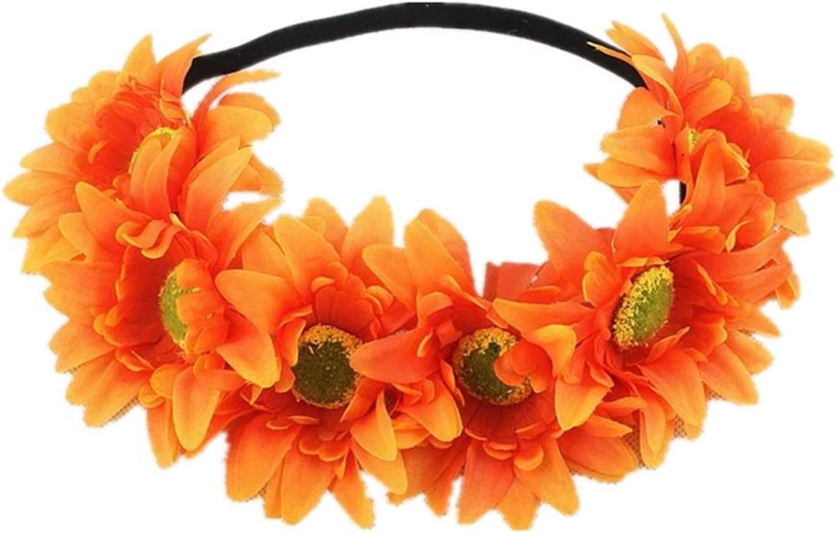 Bloemenkroon Hoofdband - Bloemenkrans - Feestelijk Accessoire - Levensechte Kunstbloemen - One Size - Rood