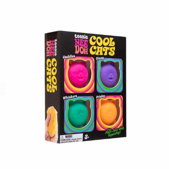 NeeDoh Teenie Cool Cats - Stressballen Kattenset - Snoep Maltose - Zacht TPR - Sensorisch Speelgoed
