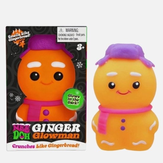 NeeDoh Fidget Stressbal – Gingerbread Man Squishy Glow in the Dark