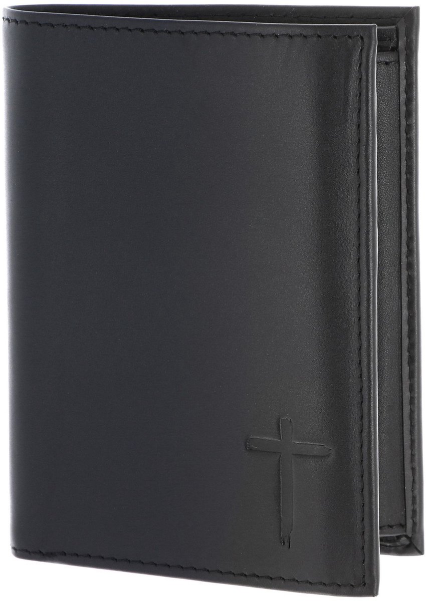 oxmox Leren portemonnee Leather RFID Protect Kombibörse Freedom Cross Embossed Black zwart