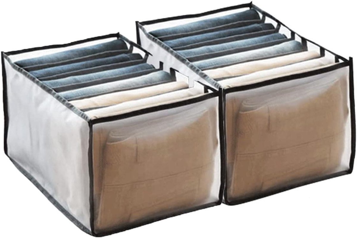 Opbergorganizer Kleding - Ladenverdeler Opvouwbaar - Kleding Opbergen - Mesh Nylon Materiaal - 2 Stuks - Wit