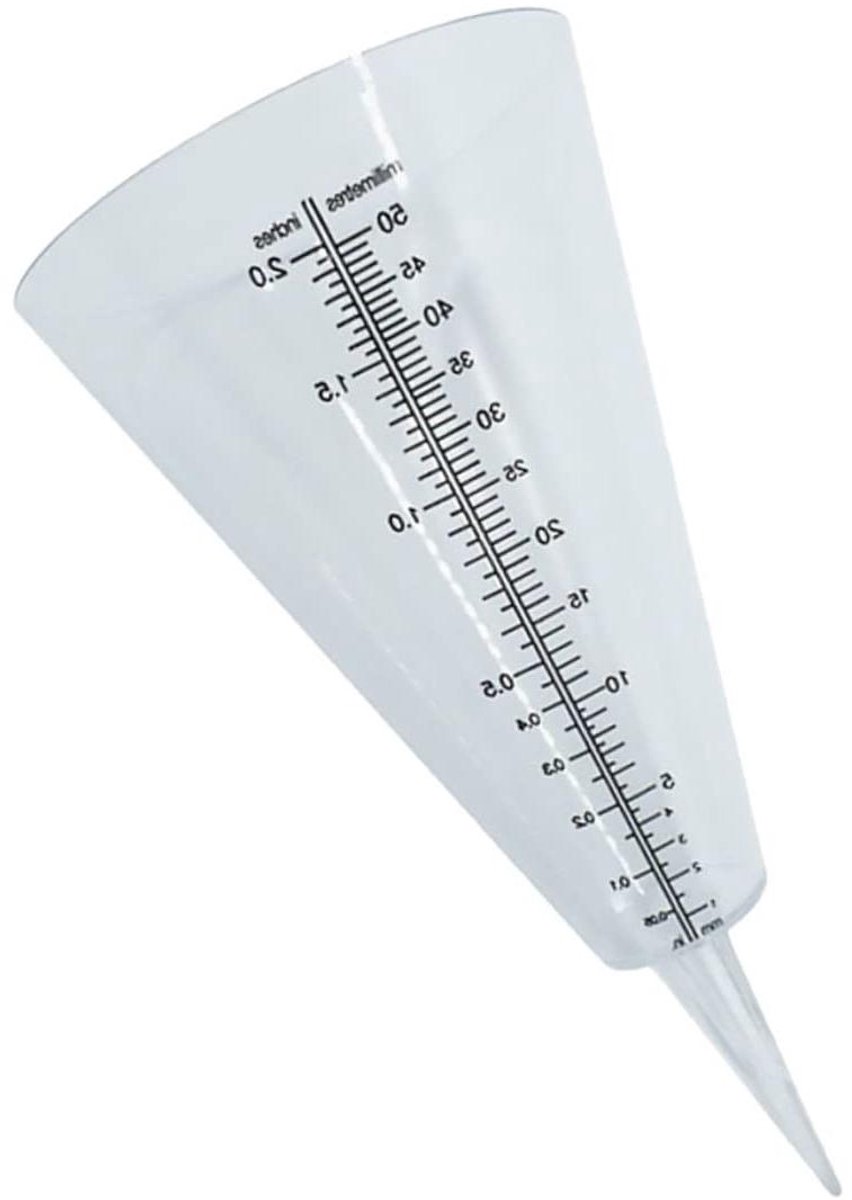 Regenmeter Tuin - Maatbeker Neerslag - Neerslag Meten - Kegelvormig Ontwerp - 35cm Schaal - Transparant