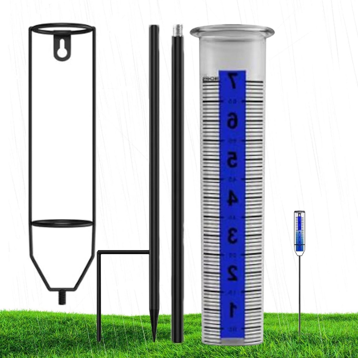 Regenmeter Buiten - Watermeter Tuin - Neerslag Meten - Robuuste PVC Constructie - 27 cm Hoog - Transparant