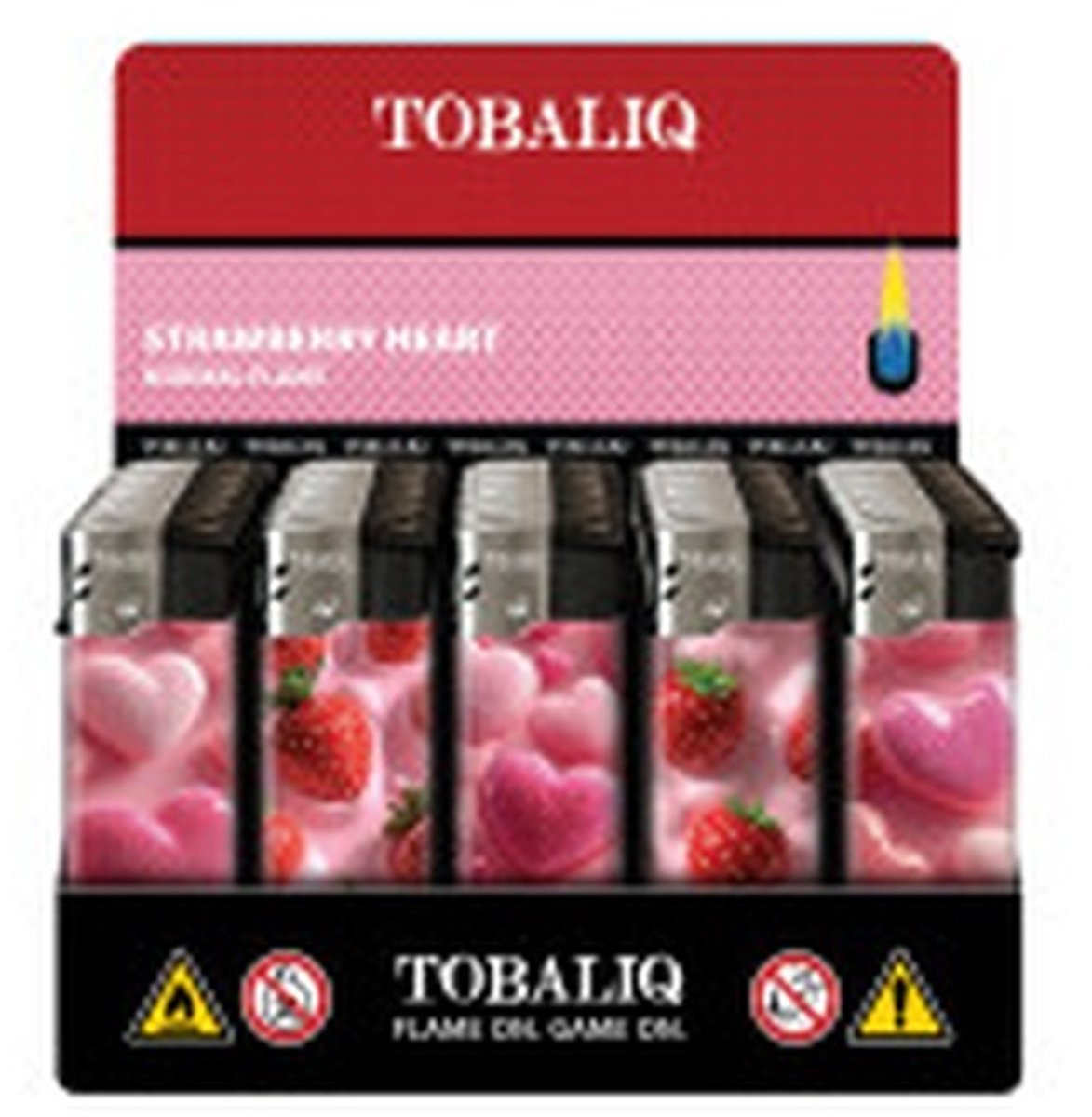 Elektronische aansteker hervulbaar - Design Strawberry Heart - Display 50 stuks - wegwerpaansteker - electronic lighter - klik aanstekers
