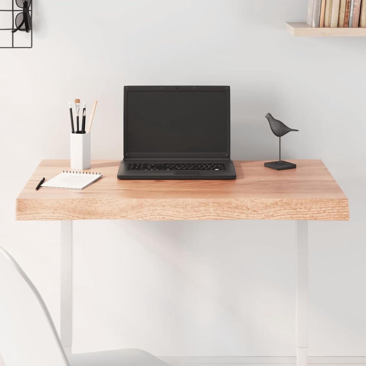 Tafelblad 80x60x(2-6) cm massief eikenhout met natuurlijke rand gelakt lichtbruin voor doe-het-zelvers en commercieel gebruik