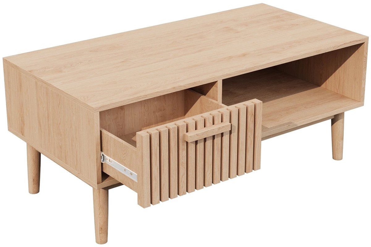 Naiz® - Salontafel - Rechthoek - Hout - 100x50x43 cm - 1 Lade - Half open