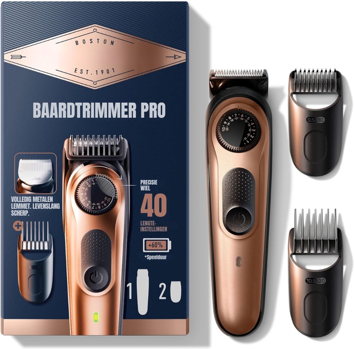 TIM® Trimmer Baard - Trimmer - Koper - 12cm x 6cm x 23cm