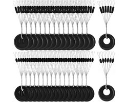 600 stuks - Dobbers - Visdobbers - Dobberstoppers - Dobberstoppers voor het vissen - Rubberen dobberstoppers - 6-in-1 zwarte dobberstoppers - Olijfvormige siliconen lijnassemblages - Olijfvormig - Cilindrisch - Geschikt voor zout- en zoetwater - M