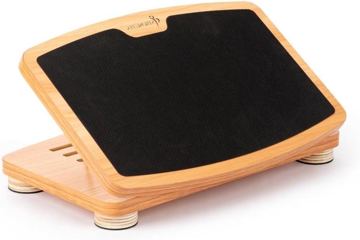 Verstelbare Voetenbank - Houten Ondersteuning - Comfortabel Zitten - Drie Hoekstanden - 39 x 26 cm - Natuurlijk Hout