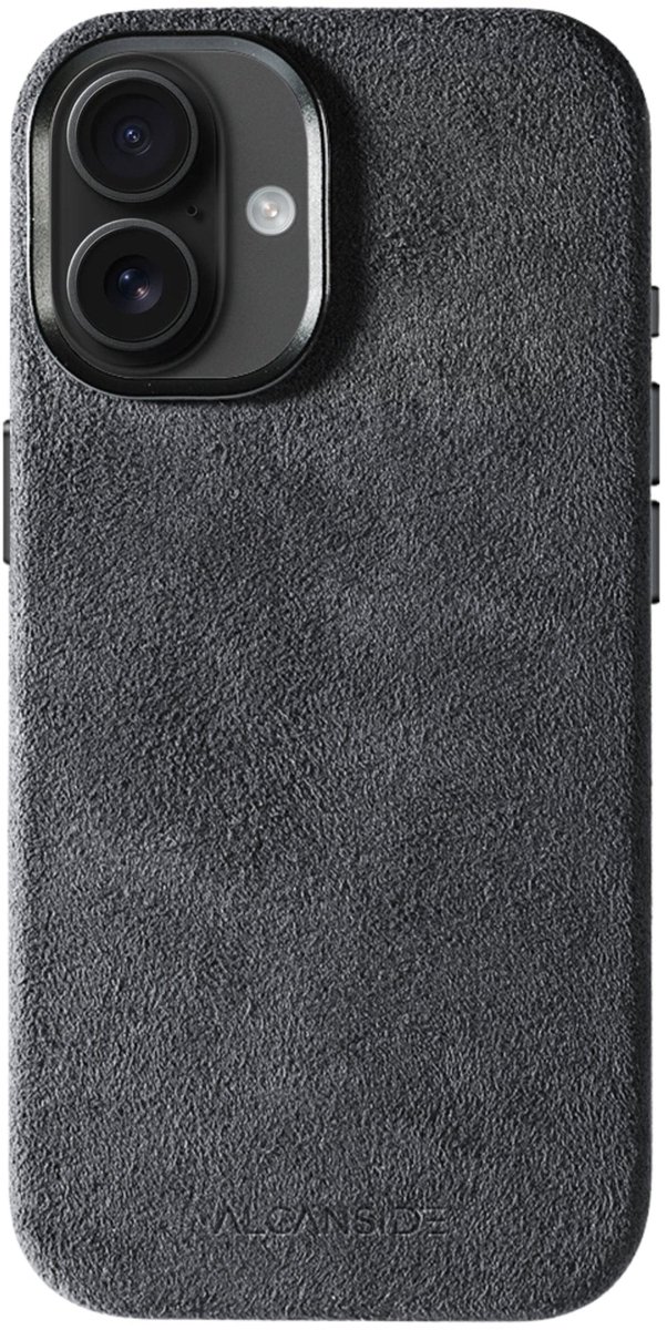 Alcanside Luxe Hoesje geschikt voor Apple iPhone 14 – Magsafe 360° Shock Proof Telefoonhoesje – Premium Alcantara Case – 100% Optimale Bescherming – Space Grey