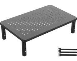 GRIFEMA GB1051, PC-monitorverhoger, in hoogte verstelbare monitorstandaard (3 types), geschikt voor pc-monitoren, laptops, printers, maximale belasting 20 kg, zwart