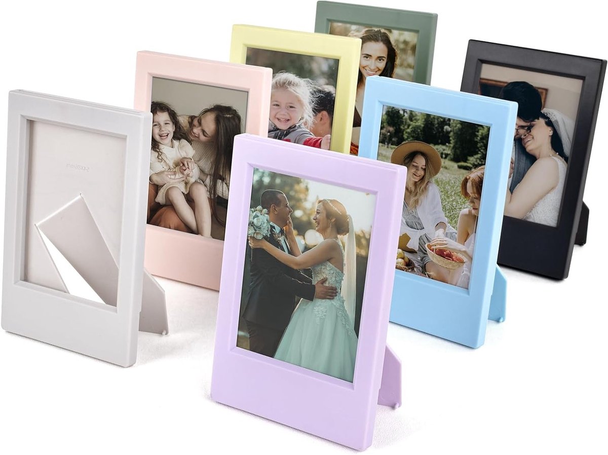 Kleurrijke 7-Pack Fotolijsten voor Instax Mini Camera's - Geschikt voor 3'' Mini Foto's - Perfect voor Polaroid en Creatieve Decoratie