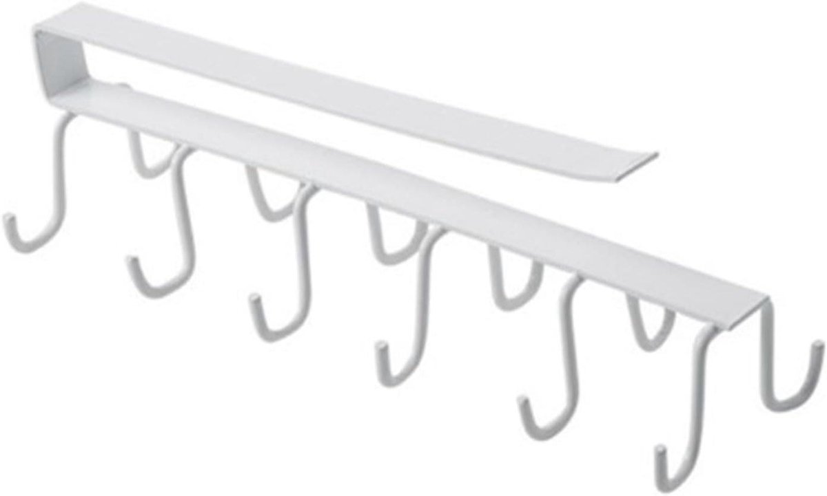 Onderkast Organizer - Bekerrek Haak - Keuken Opbergen - Zonder Boren - 26 cm - Wit
