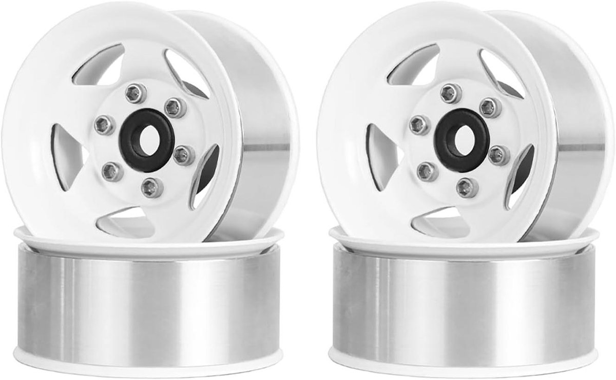 RC Auto Velgen - Metalen Wielen - RC Rijden - Lichtgewicht Upgrade - 1.55 Inch - Wit