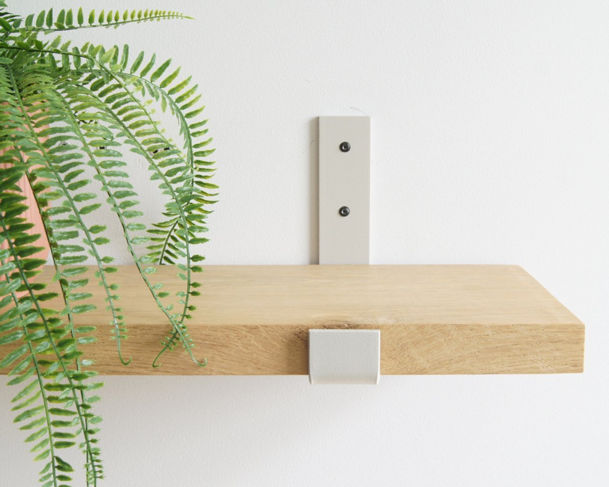 STERKSTAEL Odin Industriële Plankdrager Greige - Stalen Wandplank Steun - Voor plank van 20 cm - Kleur Grijs Beige - Inclusief Bevestigingsmateriaal - Poedercoating - Wandsteun - 1 stuk