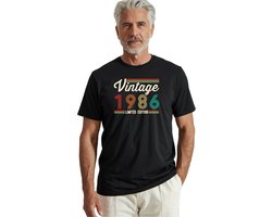 VINTAGE 1986 Limited Edition T-shirt - Verjaardag en feest cadeau - Cadeau tip - 40 jaar cadeau - 40 jaar - T-shirt - 1986 - Heren - Vader Cadeau - Maat XL