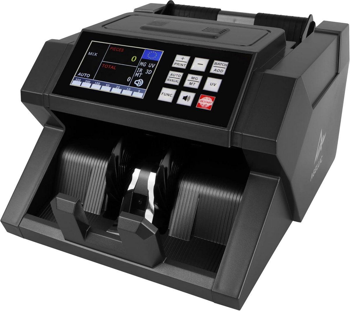 Geldtelmachine - Biljet Tellen - Snel Geld Verwerken - 6-voudige Detectie - 900 Biljetten/Min - Zwart