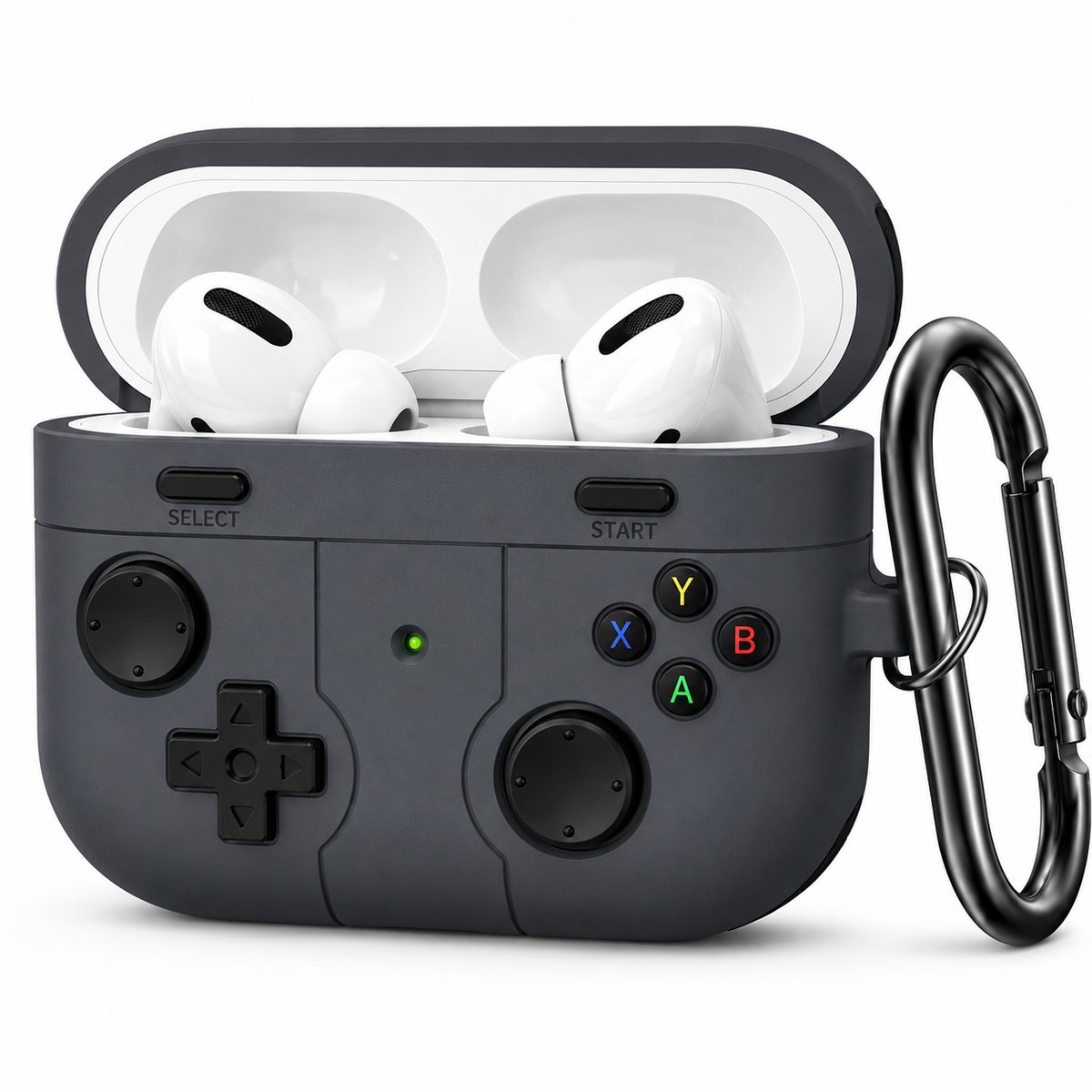 Zwarte Retro Console Siliconen Gaming case geschikt voor AirPods Pro 2 – Mini Oude Console Vorm met Knopjes en Anti-val Bescherming