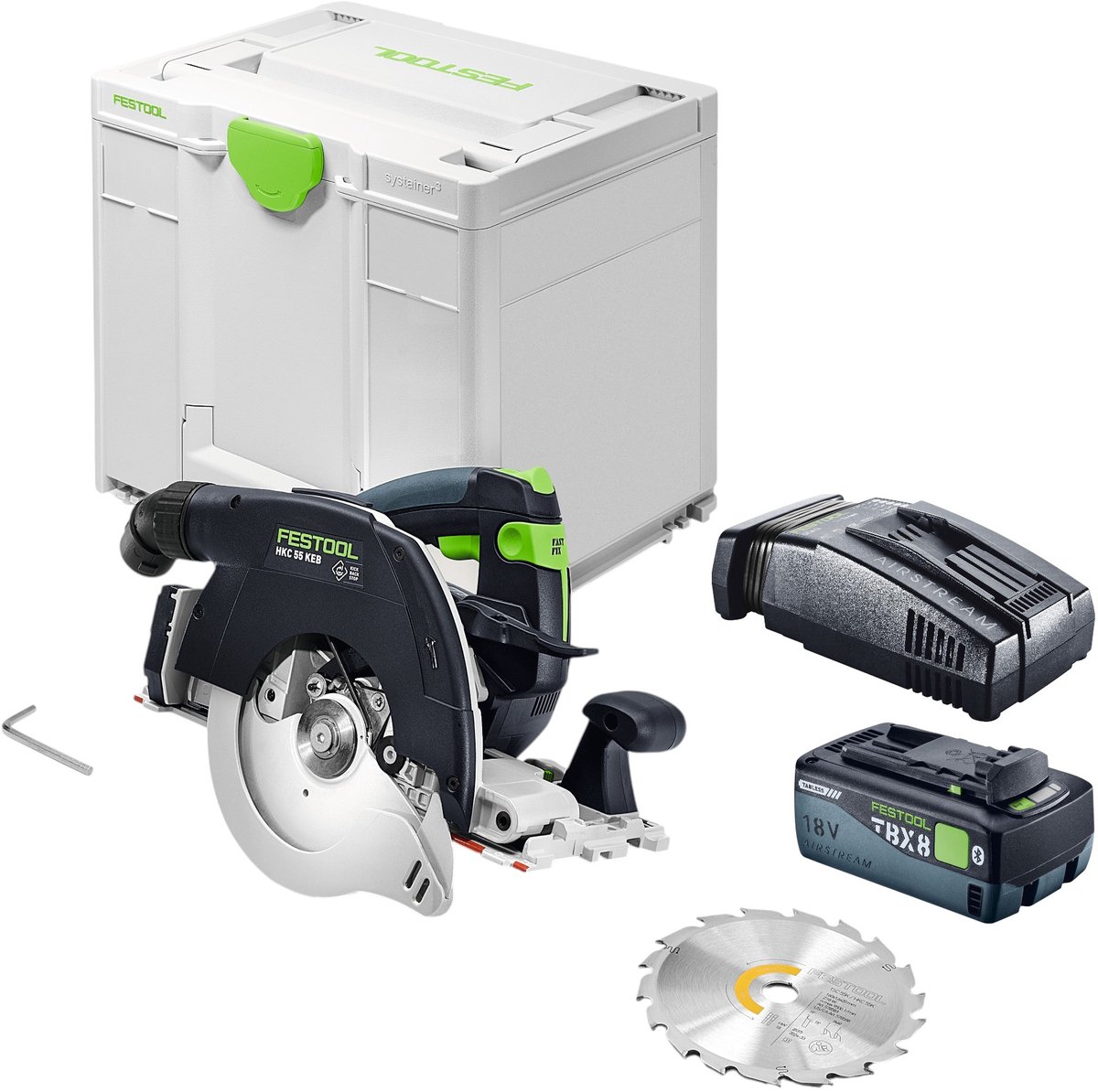 Festool HKC 55 KEB-Basic accu-handcirkelzaag 18 V 160 mm borstelloos + 1x accu 8,0 Ah + snellader + Systainer