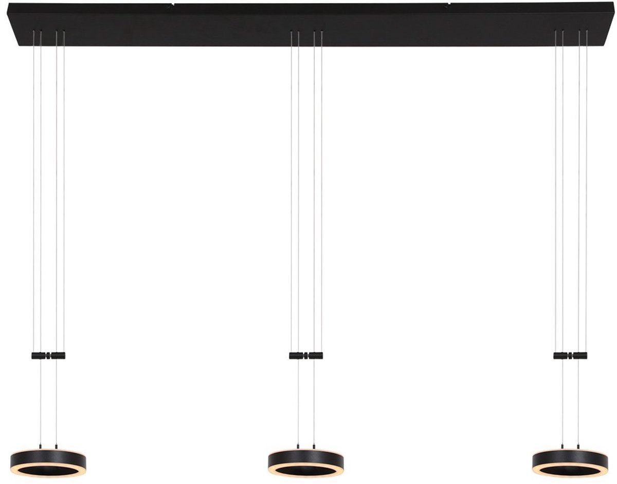 Steinhauer Hanglamp Piola 3 Lichts L 120cm Zwart
