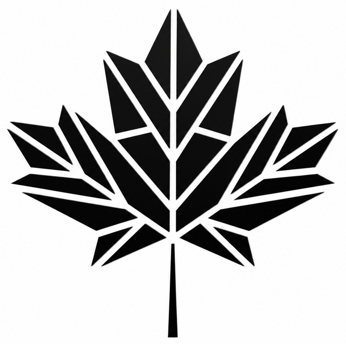 Houten wanddecoratie - Wooden wall decoration | Esdoornblad 95 x 95cm Maple leaf | Zwart - Black | Geometrische muurdecoratie - Geometric wall art - Origami Design Wandfiguur - Echt Hout - Real Wood - Natuur - Canada