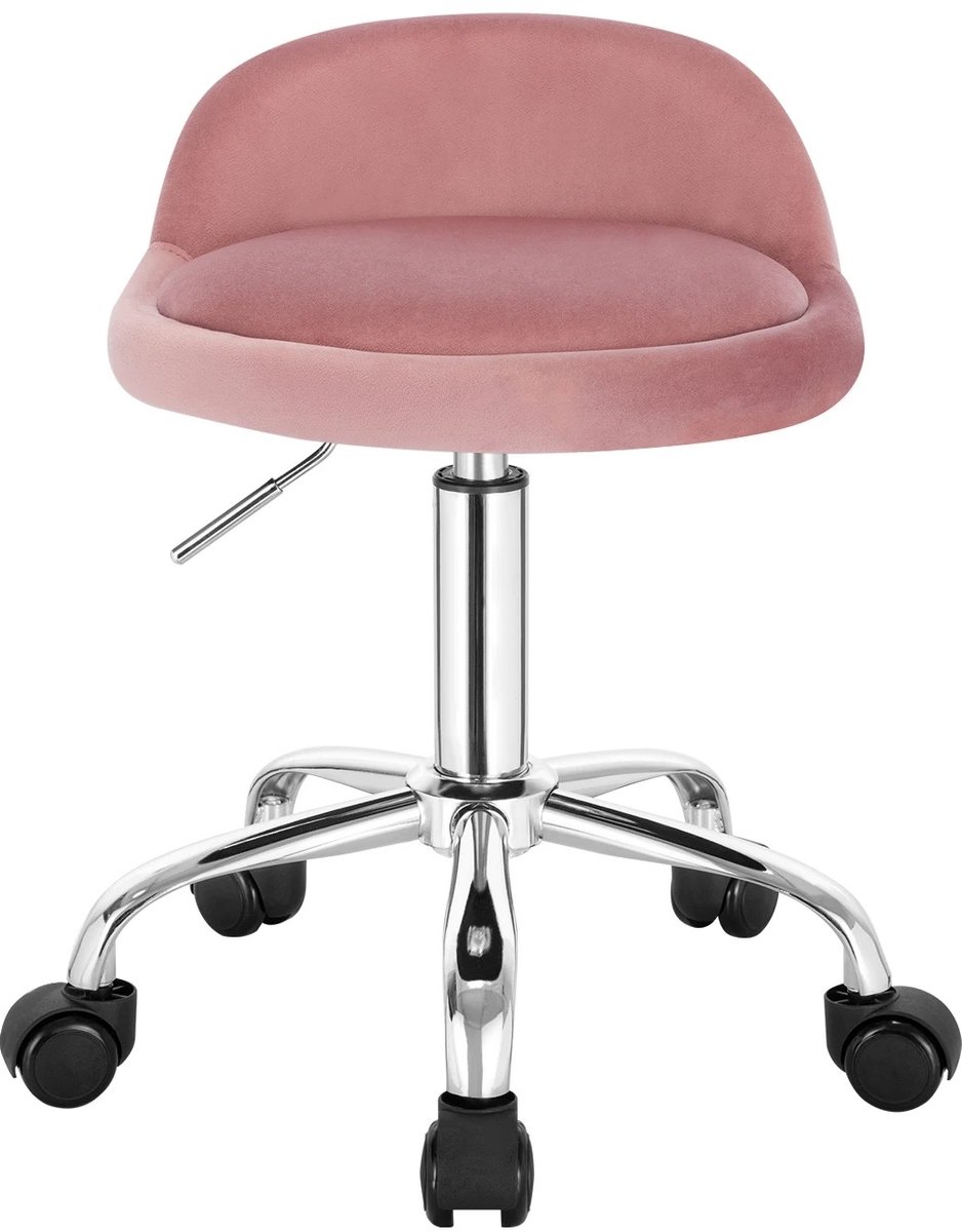 DailyDamaar bureaustoel - Draaistoel - Kantoorstoel - Bureaukruk - Draaibaar - Verstelbaar - Velvet stof - 53-64,5 cm - Roze
