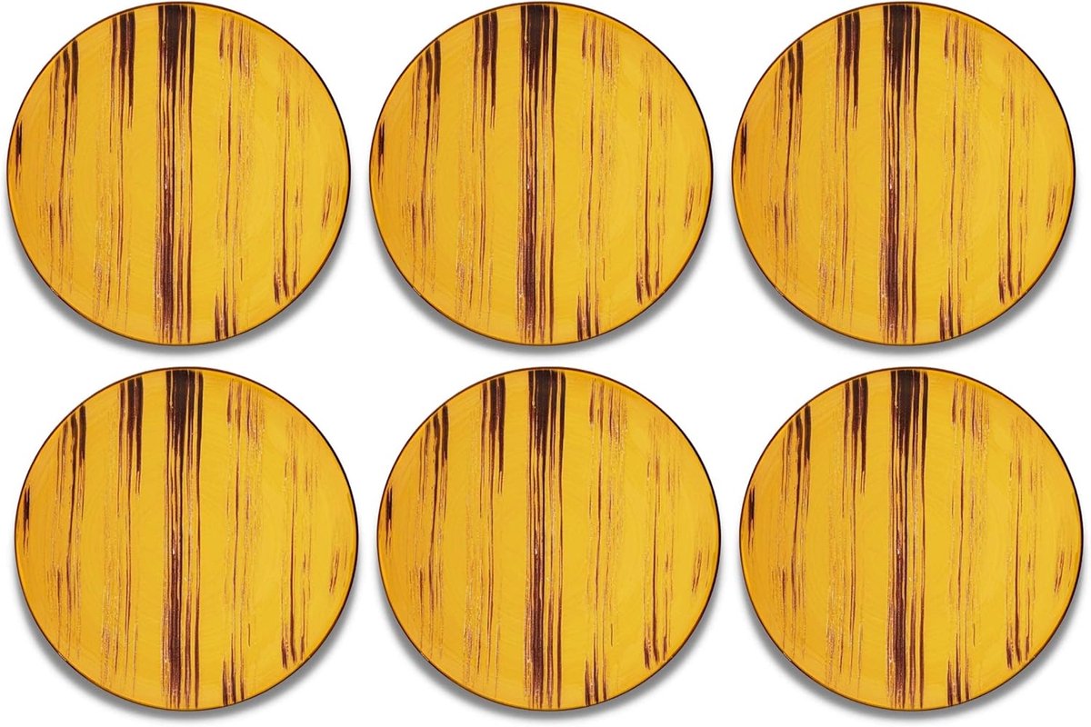 Wilmax Bord 18 cm Geel Porselein Set van 6 WL-668411/A6