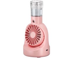 1-Pack - Mistventilator - Handventilator - Tafelventilator - Lichtgewicht ventilator - 4 snelheidsstanden - Vergroot formaat - Draagbaar en lange batterijduur - Geschikt voor buitenactiviteiten, scholen en kantoren - 105*105*205 mm - Roze