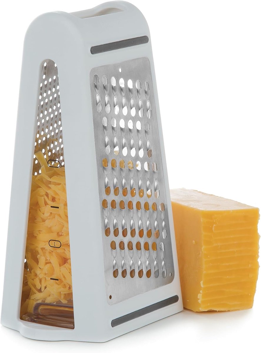 4-in-1 Multifunctioneel Keukenrasp - 13.5×10×22cm - Voor Kaas Groenten Gember Knoflook - Met Opbergbakje - Handig en Ontwerp - Geschikt voor Fijne en Grove Raspopties - Eenvoudig Te Reinigen
