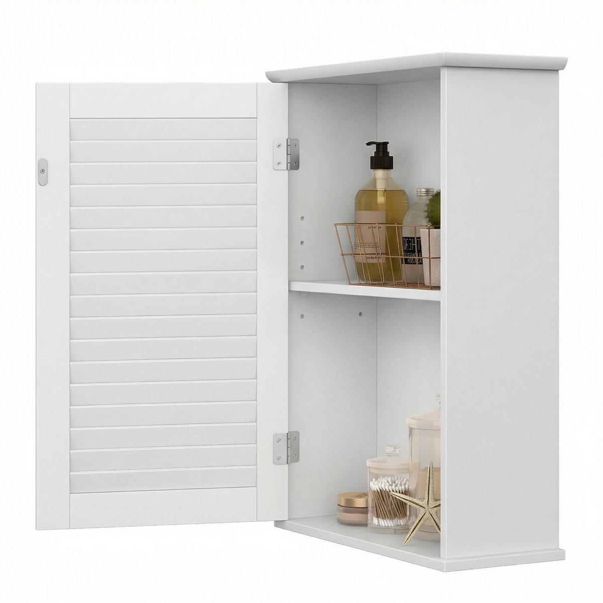 VASAGLE - Badkamermeubel - Wandkast - Voor Badkamer - Deur - Verstelbare Plank - Hout