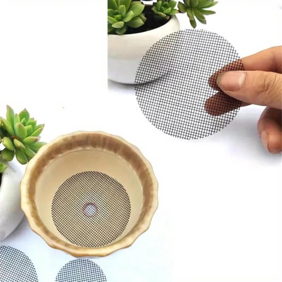 Bloempotrooster - 50 stuks - Drainage rooster planten - 5X5CM - Glasvezel - Plantennet voor buiten pot - Bloempotmat - Ronde bloempotmat - Geschikt voor binnen en buiten - Zwart — afbeelding 2