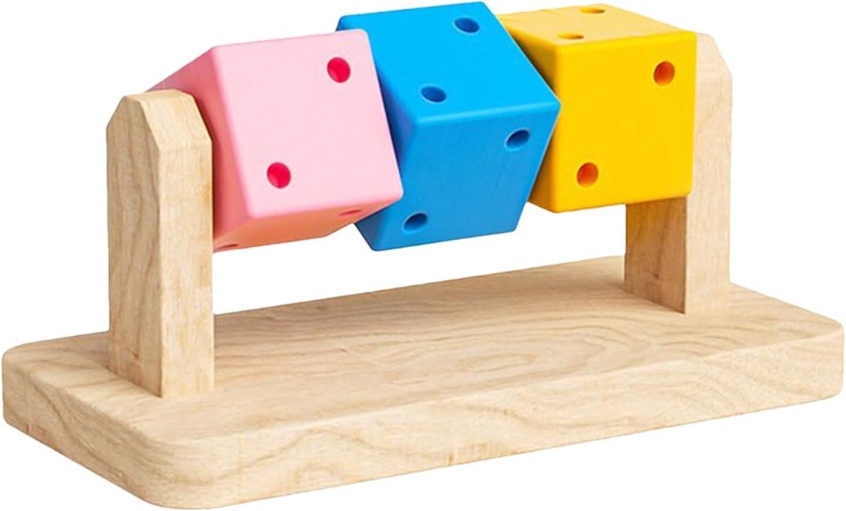 Kauwblokken Hamster - Knaagdier Speelgoed - Tandverzorging Dier - Natuurlijk Hout - 14 cm - Veelkleurig